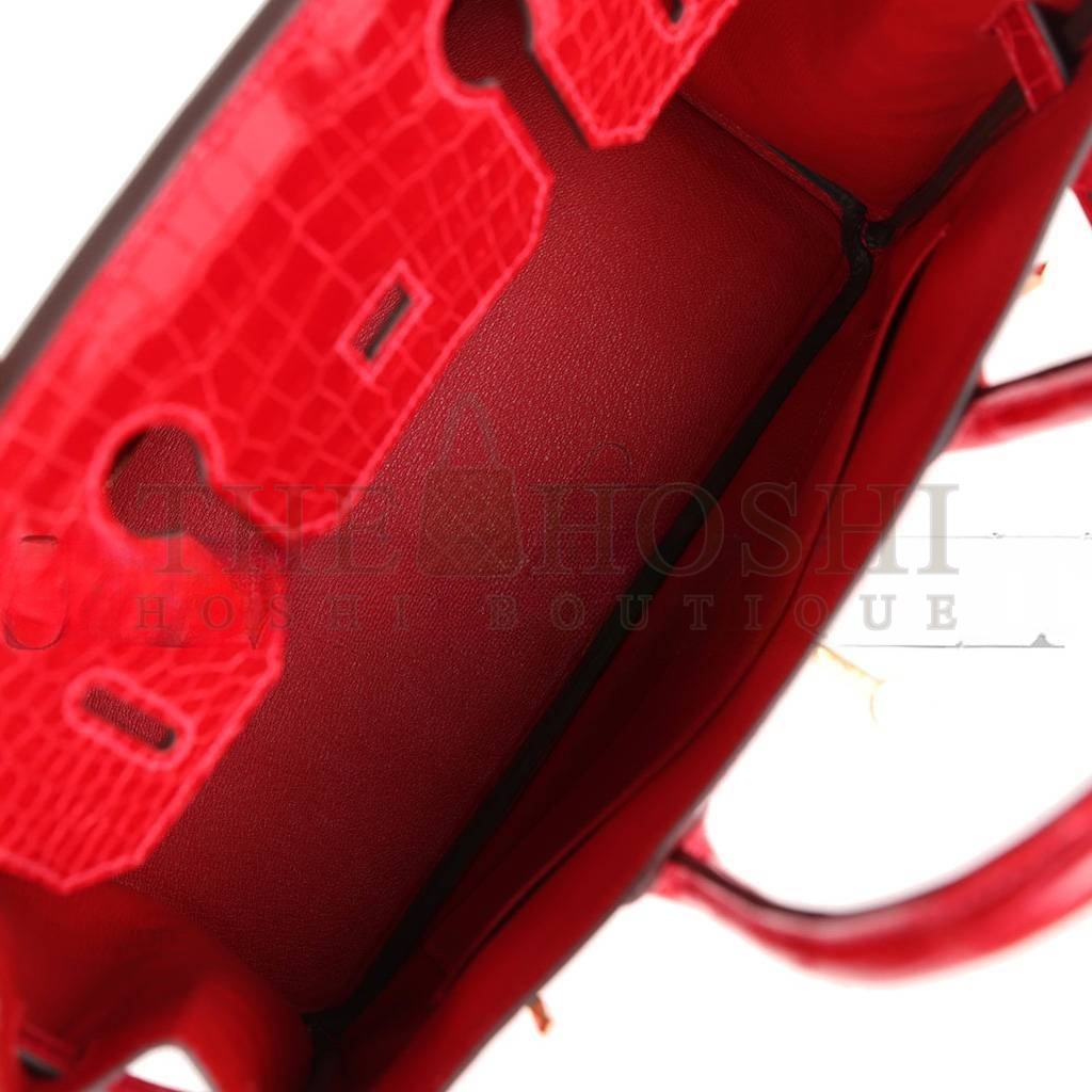 H**me5 MASTER BIRKIN 30 BRAISE SHINY POROSUS CROCODILE GOLD HARDWARE (30*22*16cm) Master Quality